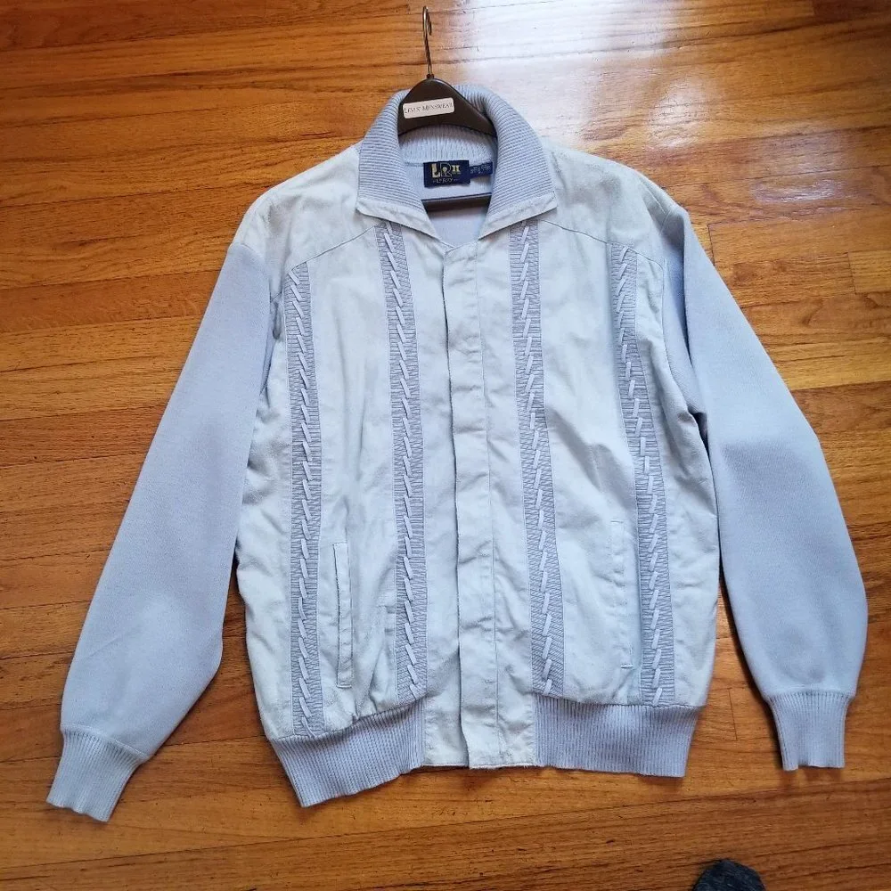 LeRoy Vintage Light Gray Wool/Suede-like Sweater